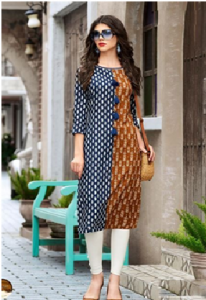 Half and Half Printed Kurti