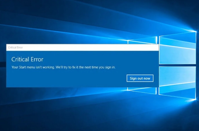 fix windows critical error start menu