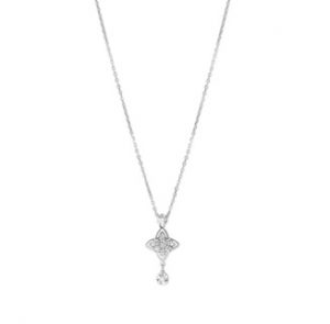 18 Kt White Gold Captivating Floral Diamond Pendant With Chain