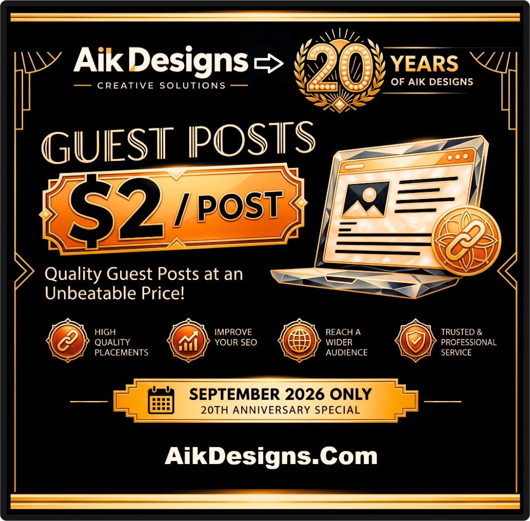 Aik Designs 20th Anniversary Guest Post Special Offer